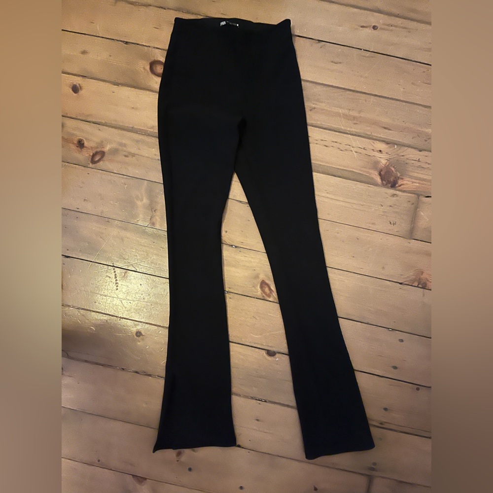 Zara Black Slit Ribbed Leggings